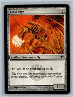 Magic MTG Scars of Mirrodin 4x Gold Myr #157/249 TCG CCG Playset - Image 1