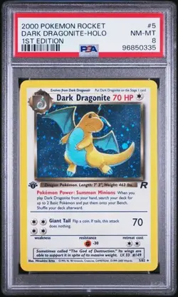 2000 POKEMON ROCKET 5 DARK DRAGONITE HOLO 1ST EDITION PSA 8 NM-MT - Image 1