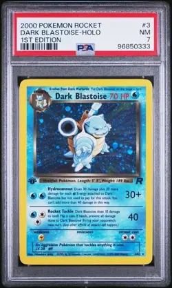 2000 Pokemon Rocket 3 Dark Blastoise-Holo 1st Edition PSA 7 NM - Image 1