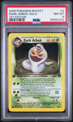 2000 POKEMON ROCKET 2 DARK ARBOK HOLO 1ST EDITION PSA 8 NM-MT - Image 1
