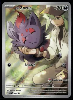 N's Zorua 189 SVP SVP189 Pokemon Center Stamp Stamped Promo Pokemon Card (LP) - Image 1