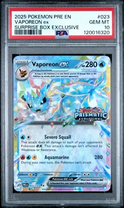Vaporeon EX #023 - Prismatic Surprise Box - Pokemon Card - PSA 10 - Image 1