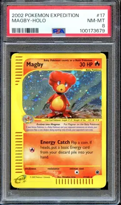 PSA 8 Magby 17/165 Expedition E Series 2002 Pokemon Card Holo NEAR MINT - Image 1