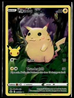 Pikachu 005/025 Full Art Celebrations 2021 25th Holo English Pokemon Card (MP) - Image 1