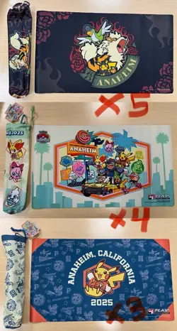 (Lot of 12) Pokemon Worlds 2025 Anaheim Playmats - Rockabilly/Car Scene/Varsity - Image 1