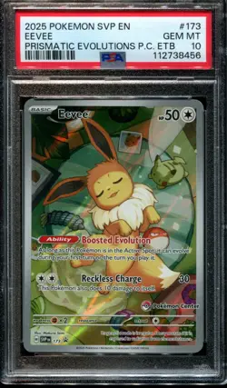 PSA 10 Eevee SVP 173 Pokemon Center Prismatic Evolutions ETB Promo English Card - Image 1