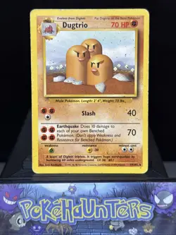 Pokemon Card Dugtrio 19/102 Base Set Non Holo Rare Played 2 - Image 1