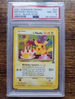 2000 POKEMON BLACK STAR PROMO #24 BIRTHDAY PIKACHU PSA 8 - Image 1