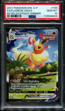 PSA 10 Flareon Vmax 199/S-P Eevee Evolutions Winner Prize Indonesia Pokemon Card - Image 1
