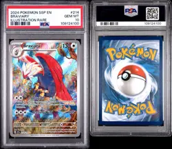 2024 POKEMON SSP EN-SURGING SPARKS #214 BRAVIARY ILLUSTRATION RARE PSA 10 - Image 3
