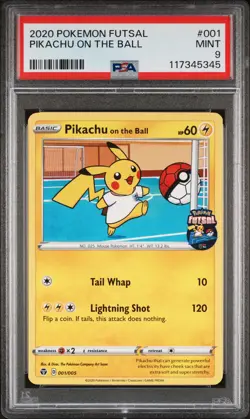 2020 POKEMON FUTSAL #001 PIKACHU ON THE BALL PSA 9 - Image 1
