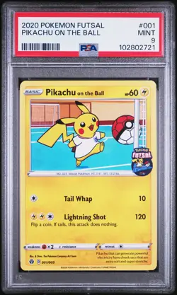2020 POKEMON FUTSAL #001 PIKACHU ON THE BALL PSA 9 - Image 1