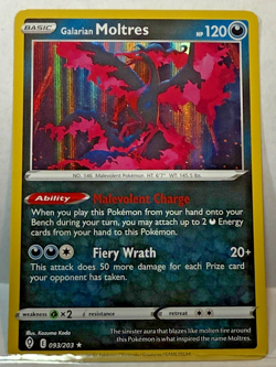 Galarian Moltres 093/203 EVOLVING SKIES Reverse Holo Rare Pokemon Card - Image 1