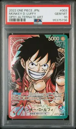 PSA 10 Monkey D. Luffy Leader Alternate Art OP-003 2022 ONE PIECE Card Japanese - Image 1