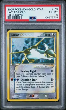 2005 Pokemon EX Deoxys 105 Latias Holo Gold Star PSA 6 EX-NM - Image 1