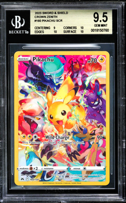 PIKACHU 160/159 FULL ART POKEMON CROWN ZENITH SECRET RARE GRADED BGS 9.5 - Image 1