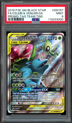PSA 9 SM167 Celebi & Venusaur GX Tag Team Alternate Alt Art Pokemon Sun & Moon - Image 1