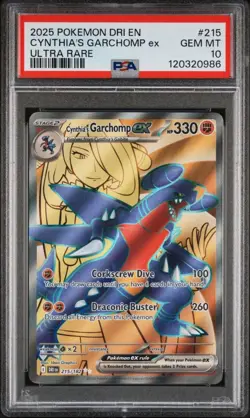 2025 POKEMON DRI EN-DESTINED RIVALS ULTRA RARE #215 CYNTHIA'S GARCHOMP EX PSA 10 - Image 1