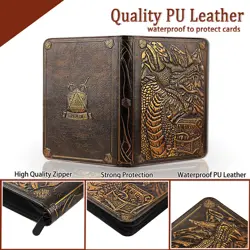 9 Pockets Trading Card Binder-Holds 360 Cards Pockets Album,3D Leather Dragon... - Image 5