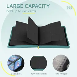 Trading Card Binder with Zip,12 Pockets Card Binder,720 Double Sided Pocket C... - Image 3
