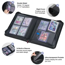 Toploader Binder - Holds 112 Top Loaders - 4 Pocket Trading Card Storage with... - Image 3