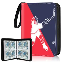 4 Pocket Hockey Cards Binder,Premium Zippered Trading Card Binder,400 Double ... - Image 1