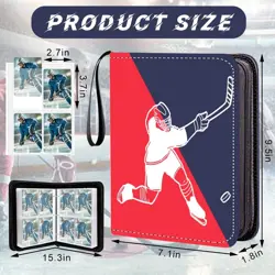 4 Pocket Hockey Cards Binder,Premium Zippered Trading Card Binder,400 Double ... - Image 2