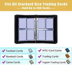 Card Binder 4 Pockets,Collectible Trading Card Albums, 400 Double Sided Pocke... - Image 2