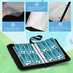 Soccer Card Binder Fits 440 Cards,4-Pocket Trading Card Binder,3 Ring Card Ho... - Image 2
