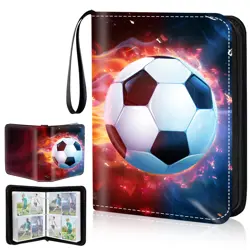 4 Pocket Soccer Cards Binder,Premium Zippered Trading Card Binder,400 Double ... - Image 1
