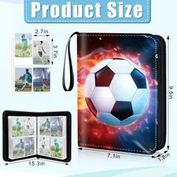 4 Pocket Soccer Cards Binder,Premium Zippered Trading Card Binder,400 Double ... - Image 2