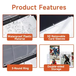 Hockey Card Binder 400 Pockets,4 Pocket Hockey Trading Card Binder with 50 Re... - Image 3