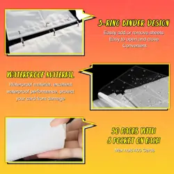 Trading Card Albums with Zipper - 4 Pocket Double Sided Collection Binder for... - Image 4