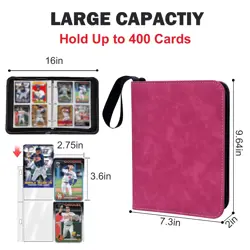 Pink Card Binder for Girls, 400 Pockets Double-Sided Trading Card Storage Bag... - Image 3