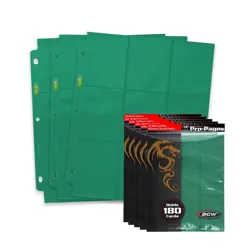 Double-Sided 9-Pocket Pages Holder - 50 Green Pages | Trading Card Binder She... - Image 1