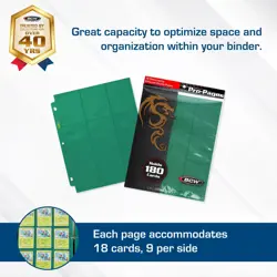 Double-Sided 9-Pocket Pages Holder - 50 Green Pages | Trading Card Binder She... - Image 2