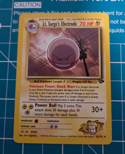 Lt. Surge's Electrode 52/132 Gym Challenge Unlimited WotC 2000 Pokemon LP - Image 1