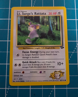 Lt. Surge's Rattata 85/132 Gym Challenge Unlimited WotC 2000 Pokemon NM - Image 1