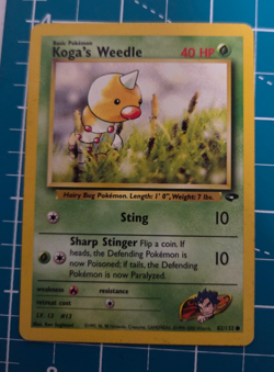 Koga's Weedle 82/132 Gym Challenge Unlimited WotC 2000 Pokemon NM - Image 1