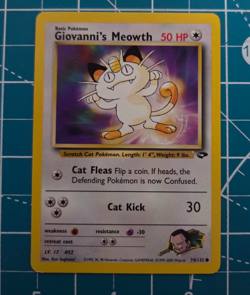 Giovanni's Meowth 74/132 Gym Challenge Unlimited WotC 2000 Pokemon NM - Image 1