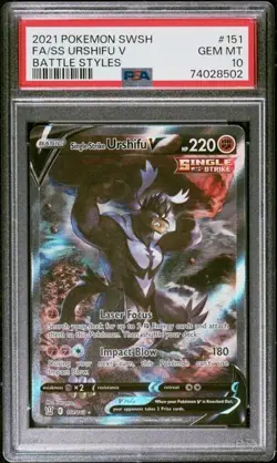 SS URSHIFU V ALT ART 2021 POKEMON SWSH BATTLE STYLES #151 PSA 10 GEM MINT - Image 1