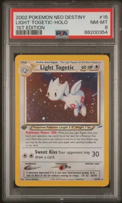 LIGHT TOGETIC Neo Destiny 1st Edition Holo #15 PSA 8 Vintage Pokemon - Image 1