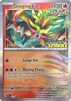 Pokemon Surging Sparks Gouging Fire SVP 151 Prerelease Promo Staff Card PSA 10 - Image 1