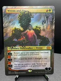 MTG 2X2 Double Masters 2022 Wrenn and Six Borderless Textured Foil Rare NM! - Image 1