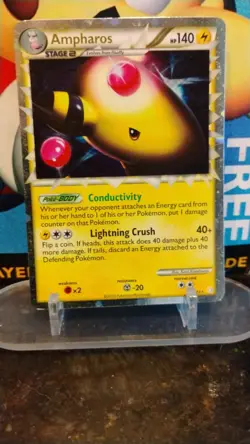 AMPHAROS HeartGold & SoulSilver POKEMON Silver Border Holo 2010 Trading Card 105 - Image 1