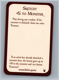 Munchkin Sketchy +5 To Monster Promo Card USED Steve Jackson Games SJG - Image 1