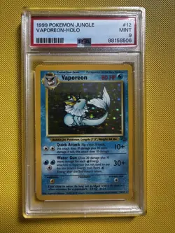 Pokemon TCG Vaporeon Holo Jungle Card 12/64 1999 PSA 9 - Image 1