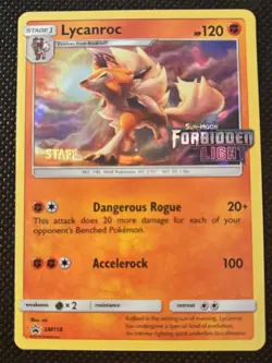 Lycanroc - SM118 - Pokemon Sun & Moon Promo STAFF Prerelease Holo Rare Card NM - Image 1