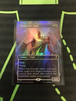 MTG Magic The Gathering Restoration Angel Foil Borderless White Commander - Image 1
