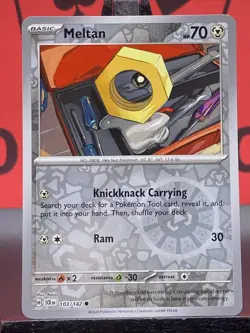 Meltan 103/142 Sv07: Stellar Crown Pokemon TCG Reverse Holo Common 2024 NM - Image 3